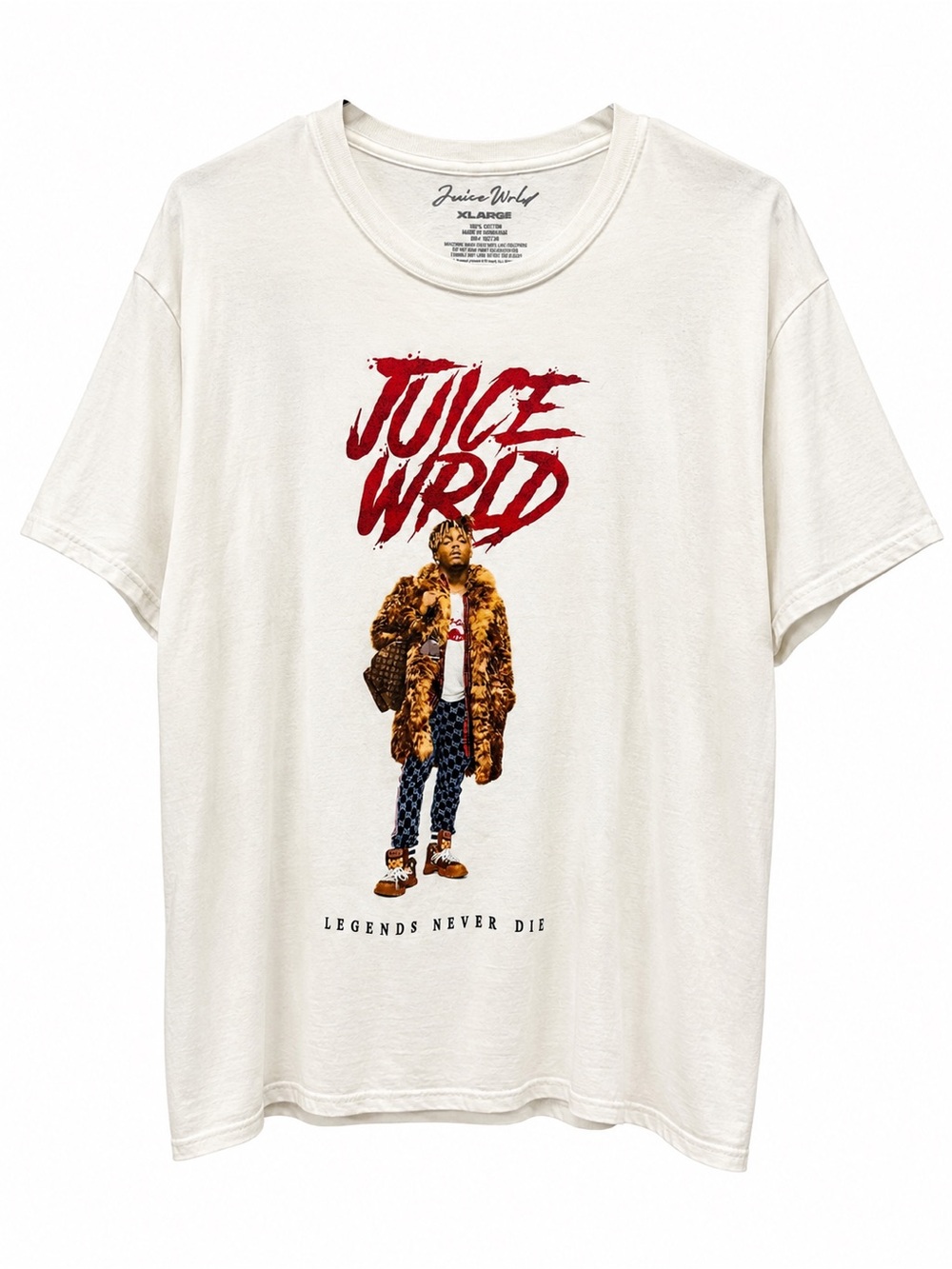 Juice WRLD Legends Never Die Graphic T-Shirt White XL 100% Cotton